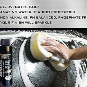 Milwaukee Muscle - 4oz Graphene Ceramic Coating Detail Wax, Wash & Interior Cleaner Travel Pack - The Best Protection Against Scratches, Swirls, Paint Chips, No Buff, 6 month Protection, Insane Shine, & Stronger than Car Wax - The Perfect On-The-Go Cleani