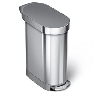 simplehuman 45 Liter / 12 Gallon Slim Hands-Free Kitchen Step Trash Can & Code A Custom Fit Drawstring Trash Bags in Dispenser Packs, 4.5 Liter / 1.2 Gallon, White – 90 Liners