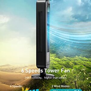 Dreo Cruiser Pro Tower Fan 90° Oscillating Fans & Tower Fan with Remote, 90° Oscillating Bladeless Fan, 42 Inch, Quiet with 6 Speeds, Large LED Display, Touchpad, 12H Timer