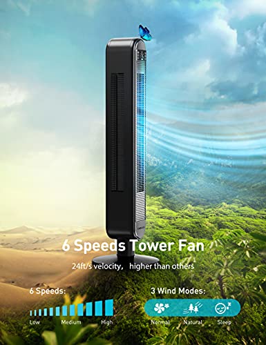 Dreo Cruiser Pro Tower Fan 90° Oscillating Fans & Tower Fan with Remote, 90° Oscillating Bladeless Fan, 42 Inch, Quiet with 6 Speeds, Large LED Display, Touchpad, 12H Timer