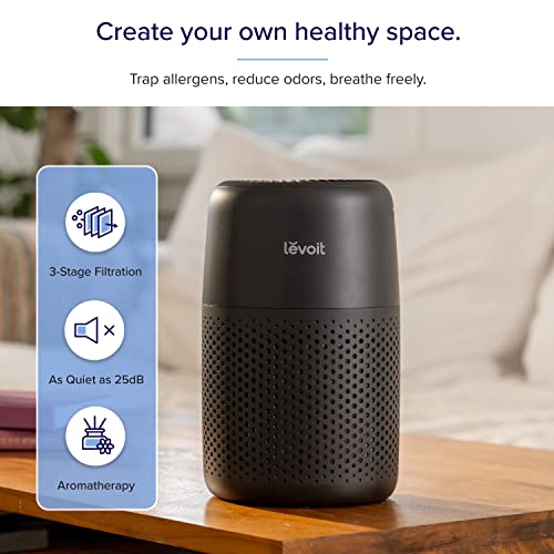 LEVOIT Air Purifier for Home Allergies Pets Hair in Bedroom, Black & Air Purifiers for Bedroom Home, HEPA Filter Cleaner with Fragrance Sponge for Better Sleep, Filters Smoke, Allergies, Black