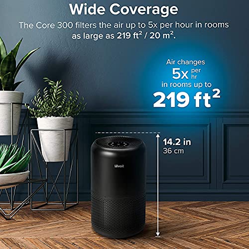 LEVOIT Air Purifier for Home Allergies Pets Hair in Bedroom, Black & Air Purifiers for Bedroom Home, HEPA Filter Cleaner with Fragrance Sponge for Better Sleep, Filters Smoke, Allergies, Black