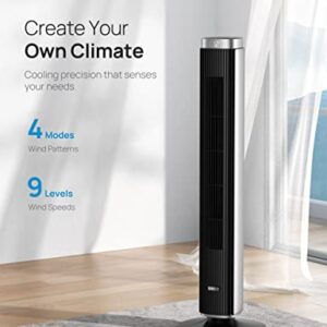 Dreo 42'' Pilot Pro Tower Fan with Remote, Black (DR-HTF005) & Pilot Max 120° Oscillating Tower Fan, 42 Inch Bladeless Fan for Bedroom, 25dB Quiet DC Motor