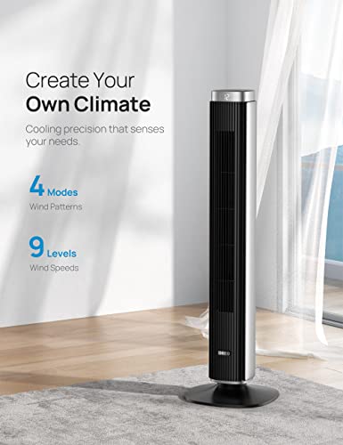 Dreo 42'' Pilot Pro Tower Fan with Remote, Black (DR-HTF005) & Pilot Max 120° Oscillating Tower Fan, 42 Inch Bladeless Fan for Bedroom, 25dB Quiet DC Motor