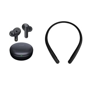 lg tone free true wireless bluetooth earbuds fp5 - active noise cancelling earbuds, black & tone style hbs-sl5 bluetooth wireless stereo neckband earbuds tuned by meridian audio