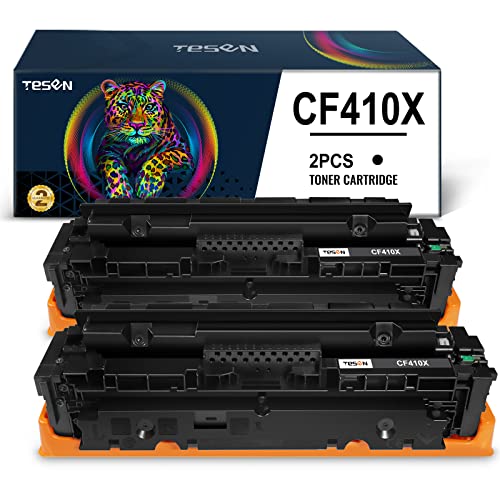 TESEN 410X (with New Chips) Remanufactured Toner Cartridge Replacement for HP 410X CF410X for HP Color Pro M452dn M452dw M452nw MFP M477fdw M477fnw M477fdn M377dw (Black, 2PK) Green Series