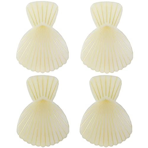 Kirmoo 4 Pieces Sea Shell Beach Towel Clips for Beach Pool Chairs Blankets Cruise Jumbo Size Portable Towel Holders Beach Accessories Clothes Pins Pegs for Clothes Quilt Blanket (Sea Shell)