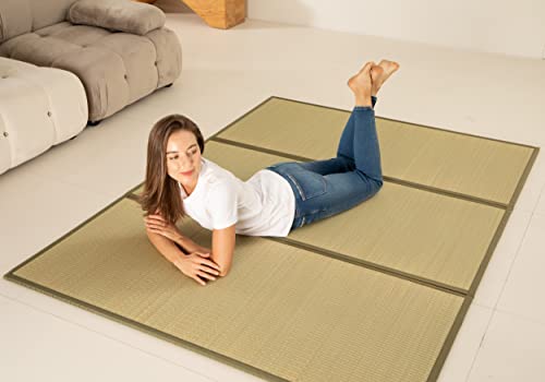 MustMat Tatami Mat Rush Grass Tatami Mattress Japanese Traditional Foldable (Full_xl-55"x82")