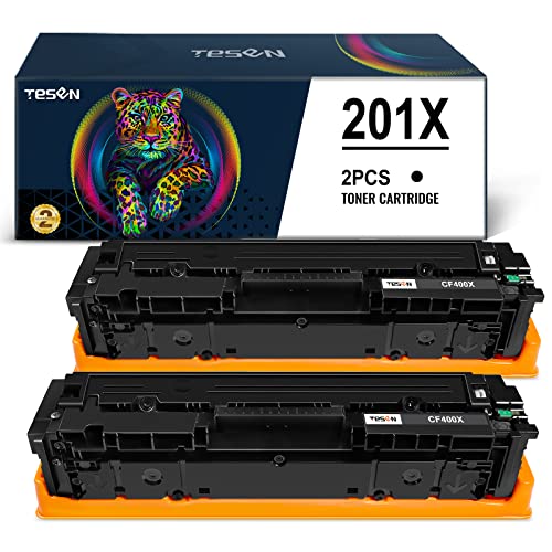 TESEN 201X CF400X (with New Chips) Remanufactured Toner Cartridge Replacement for HP 201X CF400X for HP Color Pro M252n M252dw MFP M277n M277dw M277c6 M274n (Black, 2PK) Green Series