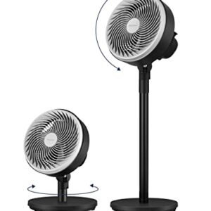 PELONIS Air Circulator Fan | 2 In 1 Table Pedestal Fan | Adjustable Height| 75-Degree Tilt |7-inch airfoil fan blades| 3 Speeds | Low Noise |Solid Base| for Home, Office, Dorm | Black