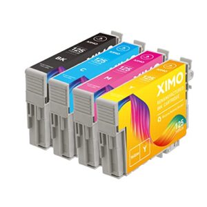ximo remanufactured ink cartridge replacement for epson 125 t125 for stylus nx125 nx127 nx230 nx420 nx530 nx625 workforce 320 323 325 520 printer，4 pack (1 black 1 cyan1 magenta 1 yellow),