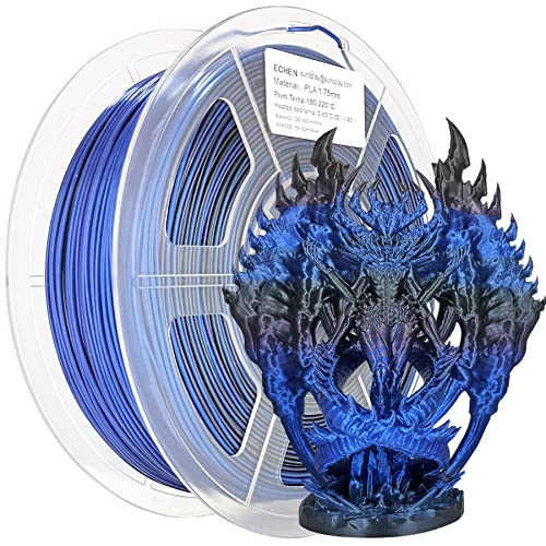 ECHEN PLA Filament 1.75mm, 3D Printer Filament Silk Black Purple Blue Filament, 3D Printing Filament 1kg/2.2lbs