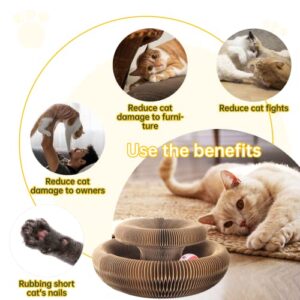 Magic Organ Cat Scratching Board, 2PC Cat Toys, Interactive Scratch Pad Cat Toy with Toy Bell Ball, Stretchy Cat Accordion Toy for Kitty & Cat Lovers Gifts (2PCS)