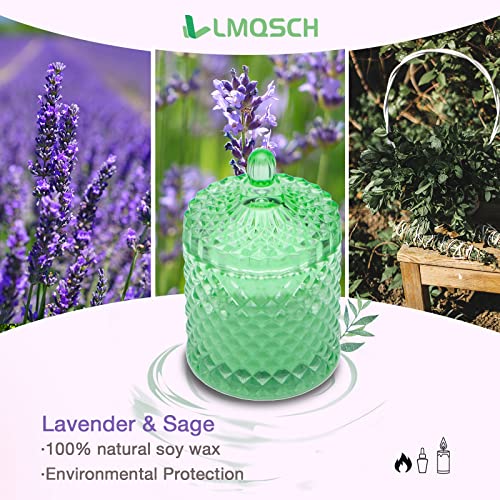 LMQSCH Candle, Scented Candle, Cotton Wicked Large Scented Candle, Luxury Candles Gifts for Women, Natural Soy Wax Aromatherapy Candle, 50 Hours Buring Time, 8.8oz Sage Lavender Mixed