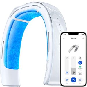 iswift metaura pro personal air conditioner, [truly cool wind] [ai temperature control] wireless smart rechargeable ac, wearable wrap-around bladeless neck fan, portable fan for travel (glacier white)