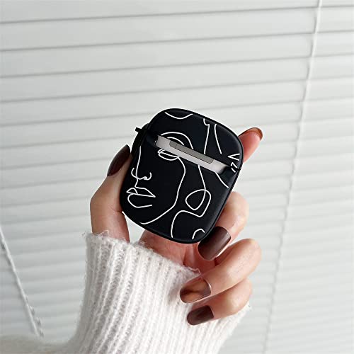 Compatible with Apple Airpods Pro Earphone Case for Pro 2 Art Abstract Line Face Design Headphone Case Cute Silicone Charging Box with Keychain for Airpods Pro/Pro2 - Black