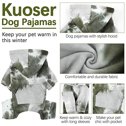 Kuoser Dog Pajamas, 4 Legs Tie-Dye Dog Clothes for Cold Weather, Lightweight Puppy Hoodie Pet Sweatshirt Doggie Hooded Outfits Warm Pet Apparel Holiday Costumes for Small & Medium Dogs Cats XXS-XL