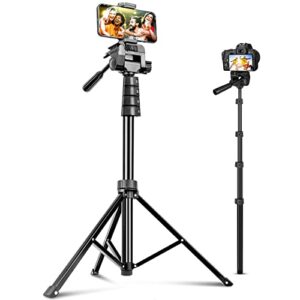 aureday 67” phone tripod, detachable and extendable selfie stick tripod for iphone/android smartphone/camera/gopro, portable cell phone tripod with 360-degree rotatable pan head (xx-67kcwbzbk)