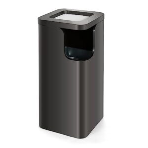 beamnova stainless steel trash can with lid 13gal inside barrel black premium quality commercial waste container garbage enclosure for indoor hotel kitchen home patio, 30x30x61cm/11.8x11.8x24.0 in