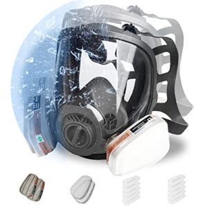 amzyxuan full face respirator mask, reusable respirator mask with filters, gas mask with activated carbon filter for gases, dust, vapors, paint, spray, epoxy resin, welding, chemicals