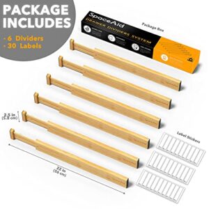 SpaceAid Bamboo Drawer Dividers with Inserts 4 Dividers with 9 Inserts (17-22 in) 6 Dividers (17-22 in) Inserts, 3 Sizes, 9 Pack