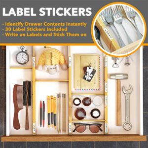 SpaceAid Bamboo Drawer Dividers with Inserts 4 Dividers with 9 Inserts (17-22 in) 6 Dividers (17-22 in) Inserts, 3 Sizes, 9 Pack