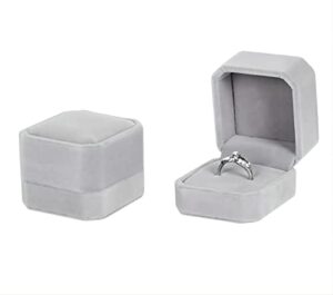 yzwdtgs 2 pack velvet ring boxes, earring pendant jewelry case, ring earrings gift boxes, jewellry display (grey)