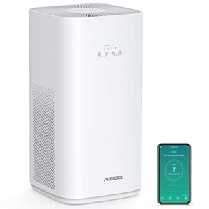 acekool smart wifi air purifier for home large room up to 1615 ft² with h13 hepa filter, smart app, air cleaner with auto mode, pm2.5 indicator, timer, child lock