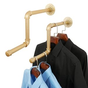 addgrace pipe clothing rack 2pack 18inch detachable garment rack diy wall mounted industrial pipe clothing hanging rack for home and clothing store (gold) 46cm