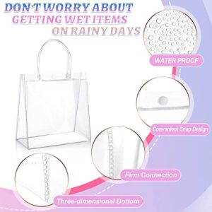 Saintrygo 80Pcs Clear Plastic Gift Bags with Handles Small Transparent PVC Gift Bags Reusable Tote Bags for Shopping Wedding Favor(7.9 x 7.9 x 3.2 Inch)