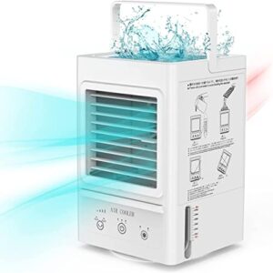 portable air conditioner, 5000mah rechargeable battery operated 120°auto oscillation personal mini air cooler with 3 wind speeds, 3 cooling levels, perfect for office desk, dorm, bedroom and outdoors
