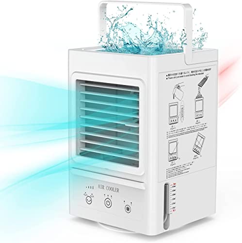 Portable Air Conditioner, 5000mAh Rechargeable Battery Operated 120°Auto Oscillation Personal Mini Air Cooler with 3 Wind Speeds, 3 Cooling Levels, Perfect for Office Desk, Dorm, Bedroom and Outdoors