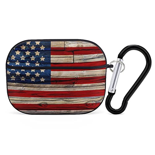 US Flag Patriotic Country Style Compatible with AirPods Pro Case Cover with Keychain Airpod Cases Portable Shockproof Protective Case for Women Men Hard Headphone Case for Apple Airpods Pro