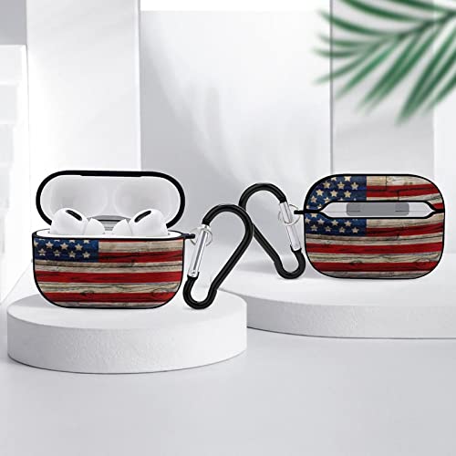 US Flag Patriotic Country Style Compatible with AirPods Pro Case Cover with Keychain Airpod Cases Portable Shockproof Protective Case for Women Men Hard Headphone Case for Apple Airpods Pro