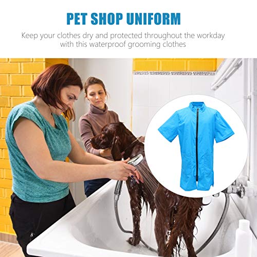 UKCOCO Pet Grooming Smock- Dog Grooming Smock with Full Zipper Anti- Static Pet Grooming Work Clothes Pet Beautician Jacket Smock Dog Cat Groomer Cosmetologist Uniforms for Pet Shop for Men& Women