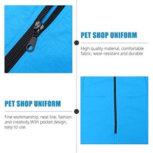 UKCOCO Pet Grooming Smock- Dog Grooming Smock with Full Zipper Anti- Static Pet Grooming Work Clothes Pet Beautician Jacket Smock Dog Cat Groomer Cosmetologist Uniforms for Pet Shop for Men& Women