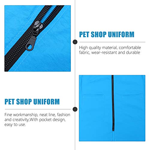 UKCOCO Pet Grooming Smock- Dog Grooming Smock with Full Zipper Anti- Static Pet Grooming Work Clothes Pet Beautician Jacket Smock Dog Cat Groomer Cosmetologist Uniforms for Pet Shop for Men& Women