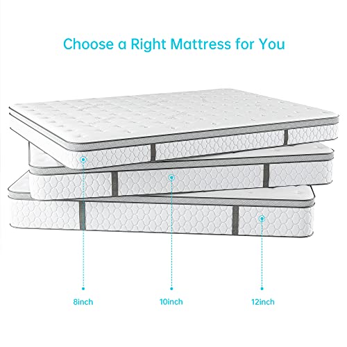 Serweet 8 Inch Memory Foam Hybrid Twin Mattress - 5-Zone Pocket Innersprings Motion Isolation - Heavier Coils for Durable Support -Pressure Relieving - Medium Firm - Made in North America