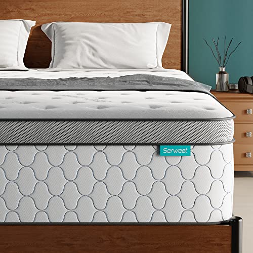 Serweet 8 Inch Memory Foam Hybrid Twin Mattress - 5-Zone Pocket Innersprings Motion Isolation - Heavier Coils for Durable Support -Pressure Relieving - Medium Firm - Made in North America