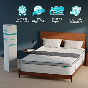 Serweet 8 Inch Memory Foam Hybrid Twin Mattress - 5-Zone Pocket Innersprings Motion Isolation - Heavier Coils for Durable Support -Pressure Relieving - Medium Firm - Made in North America