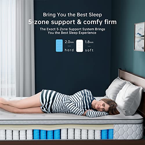 Serweet 8 Inch Memory Foam Hybrid Twin Mattress - 5-Zone Pocket Innersprings Motion Isolation - Heavier Coils for Durable Support -Pressure Relieving - Medium Firm - Made in North America