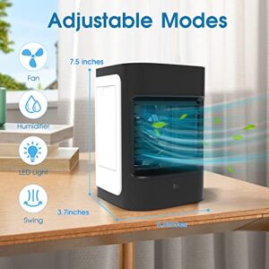 Air Conditioner AC Unit Chill, Evaporative Air Conditioner Cooler Portable Mini, Bass Portable, 4000mAh Battery, 3 Functions in 1 LED Humidification , 3 Speed 230ML Water Store Desk Fan For Room Office Outdoor