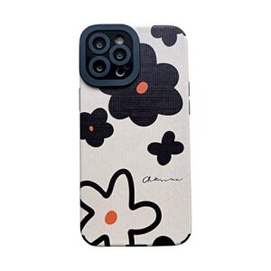 fashion cute flower painting phone case compatible with iphone 12 pro max cases soft silicone shockproof protection cover for apple iphone 12 pro max - white