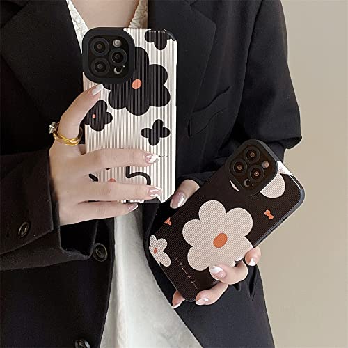 Fashion Cute Flower Painting Phone Case Compatible with iPhone 12 Pro Max Cases Soft Silicone Shockproof Protection Cover for Apple iPhone 12 Pro Max - White