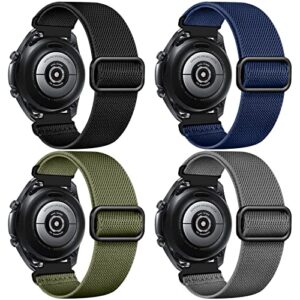 easuny 22mm watch bands compatible for samsung galaxy watch 3 band 45mm/samsung gear s3 frontier/galaxy watch band 46mm for men, soft nylon elastic braided breathable watch wristband, 4 packs