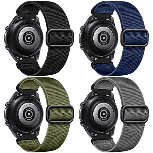 Easuny 22mm Watch Bands Compatible for Samsung Galaxy Watch 3 Band 45mm/Samsung Gear S3 Frontier/Galaxy Watch Band 46mm for Men, Soft Nylon Elastic Braided Breathable Watch Wristband, 4 Packs