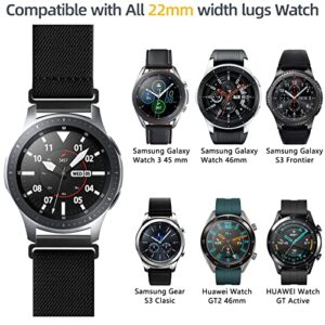 Easuny 22mm Watch Bands Compatible for Samsung Galaxy Watch 3 Band 45mm/Samsung Gear S3 Frontier/Galaxy Watch Band 46mm for Men, Soft Nylon Elastic Braided Breathable Watch Wristband, 4 Packs