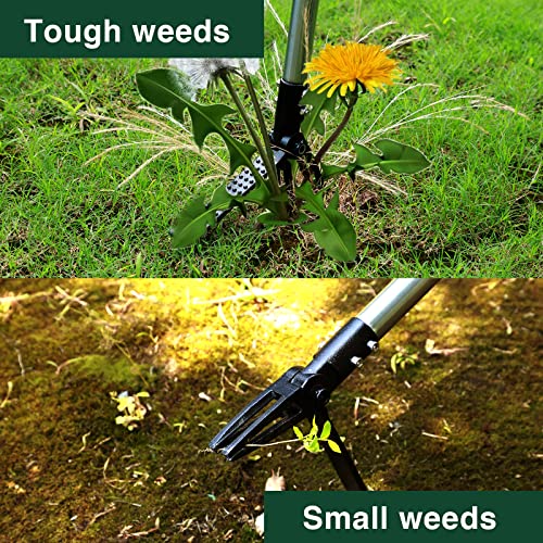 Weed Puller Tool, Stand Up Weeder Puller Heavy Duty with 4-Claw Steel Head, Gardening Hand Weed Remover Tools for Yard Lawn Care, 5ft