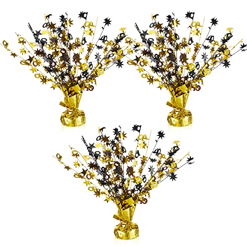 3 Pieces Happy 40th Birthday Centerpieces for Tables 40th Wedding Anniversary Party Supplies Metallic Gold Gleam for 40 Years Old Party Table Decorations, 14 Inches