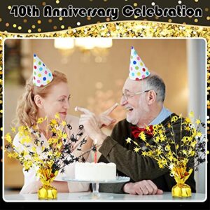 3 Pieces Happy 40th Birthday Centerpieces for Tables 40th Wedding Anniversary Party Supplies Metallic Gold Gleam for 40 Years Old Party Table Decorations, 14 Inches